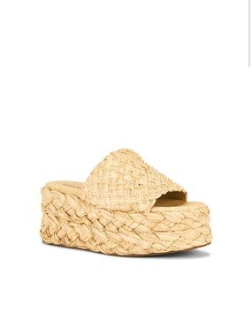 Loeffler Randall Aaron Sandal in Natural Woven Straw